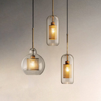 Glass and Perforated Metal Pendant Light, Industrial Style - view 18