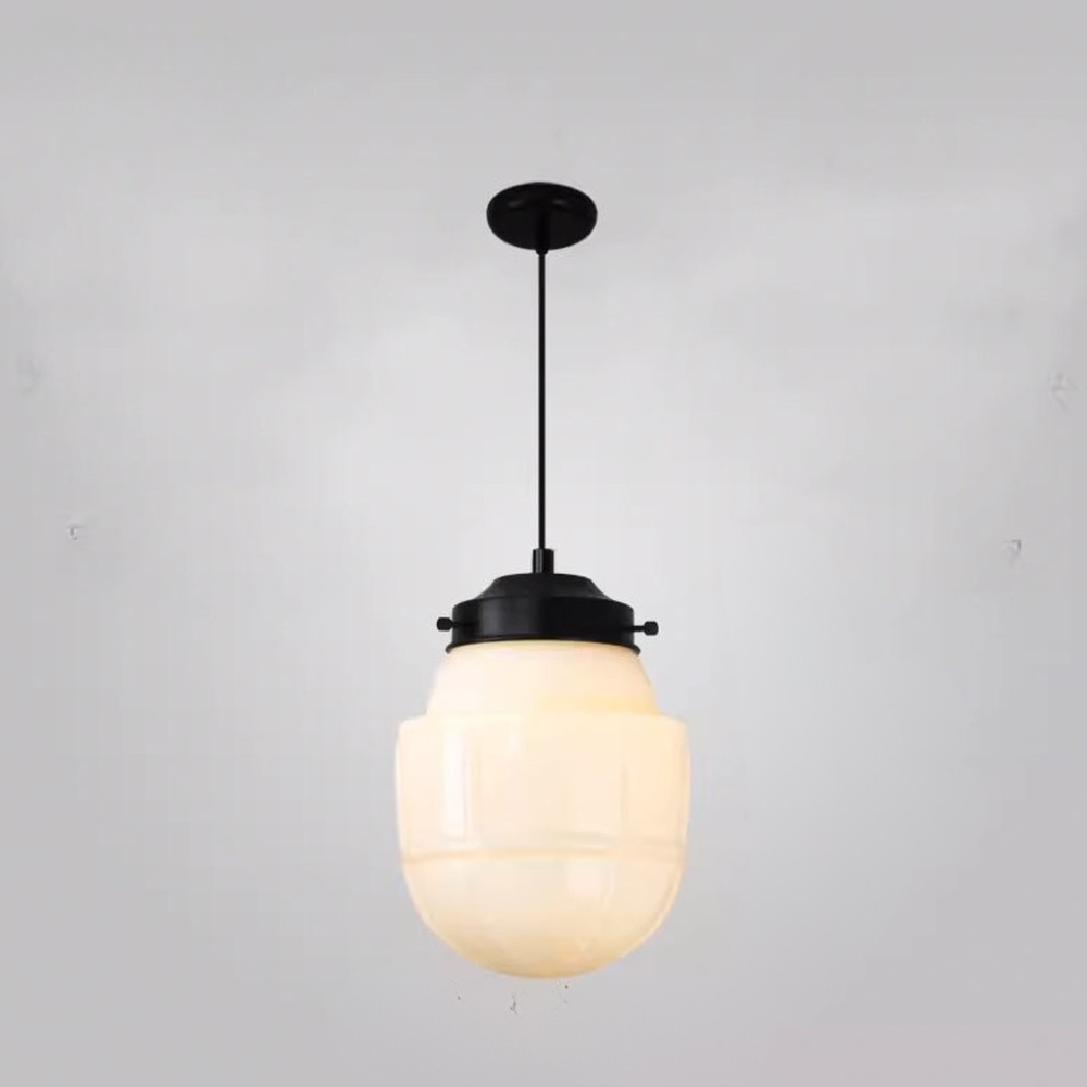 Frosted Glass Pendant Light, Matte White Geometric Designs - view 13