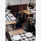 Tapered Metal Pendant Light with Wood-Look Detail - view 16