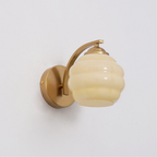 Ribbed Glass Globe Wall Sconce with Gold-Tone Fittings - view 12