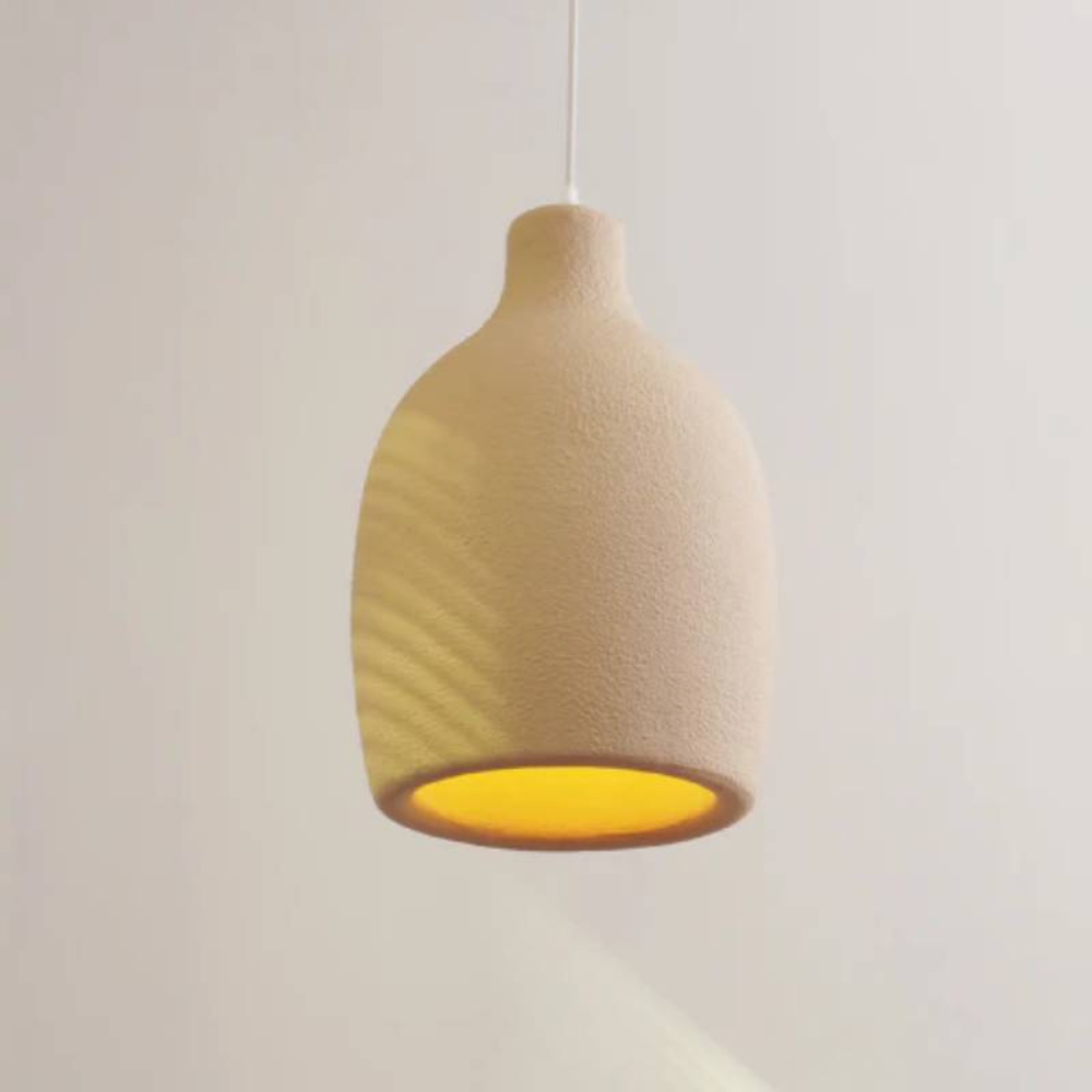 Textured Stone-Effect Pendant Light, Japandi Design - view 1