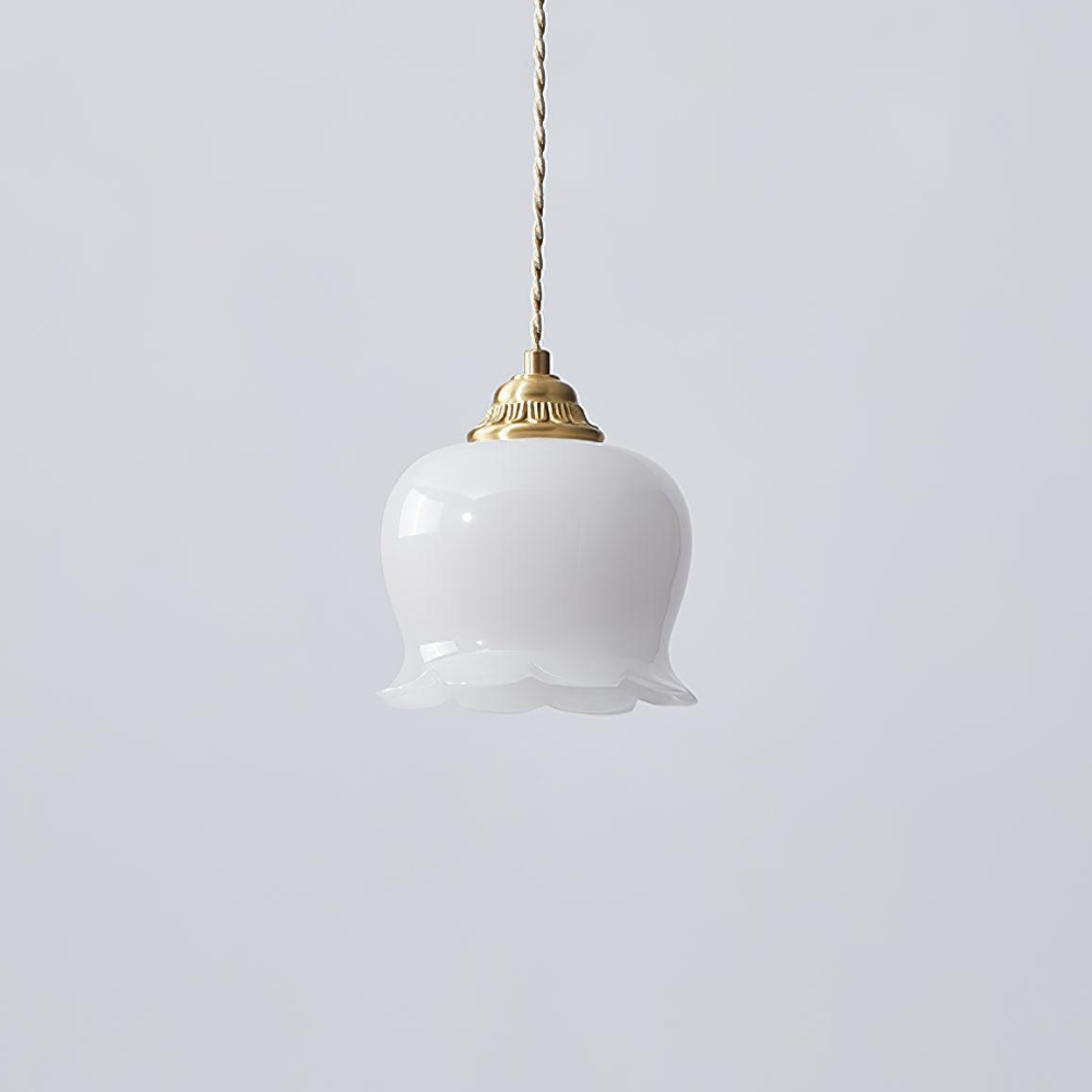 Floral Resin Pendant Light with Brass Hardware - view 18