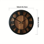 Vintage Roman Numeral Wooden Wall Clock — product view 8