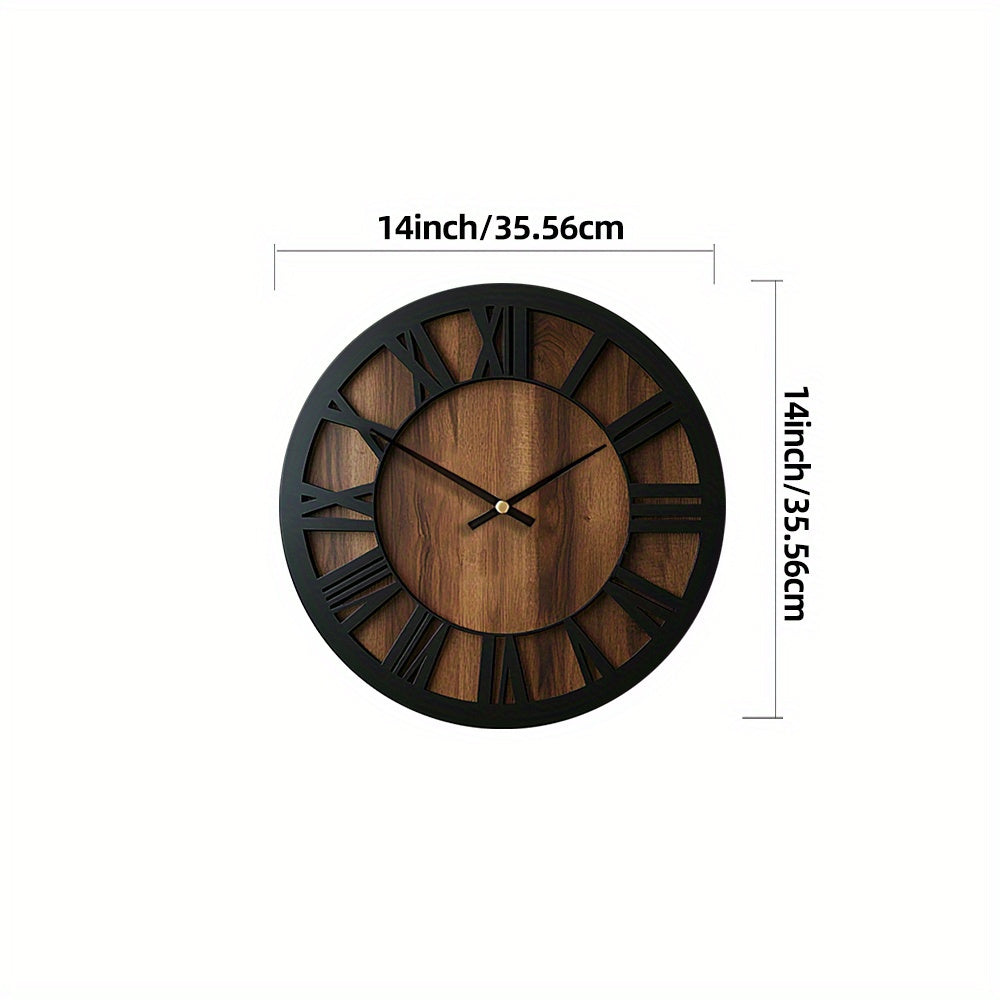 Vintage Roman Numeral Wooden Wall Clock — product view 2