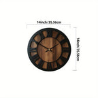 Vintage Roman Numeral Wooden Wall Clock — product view 2