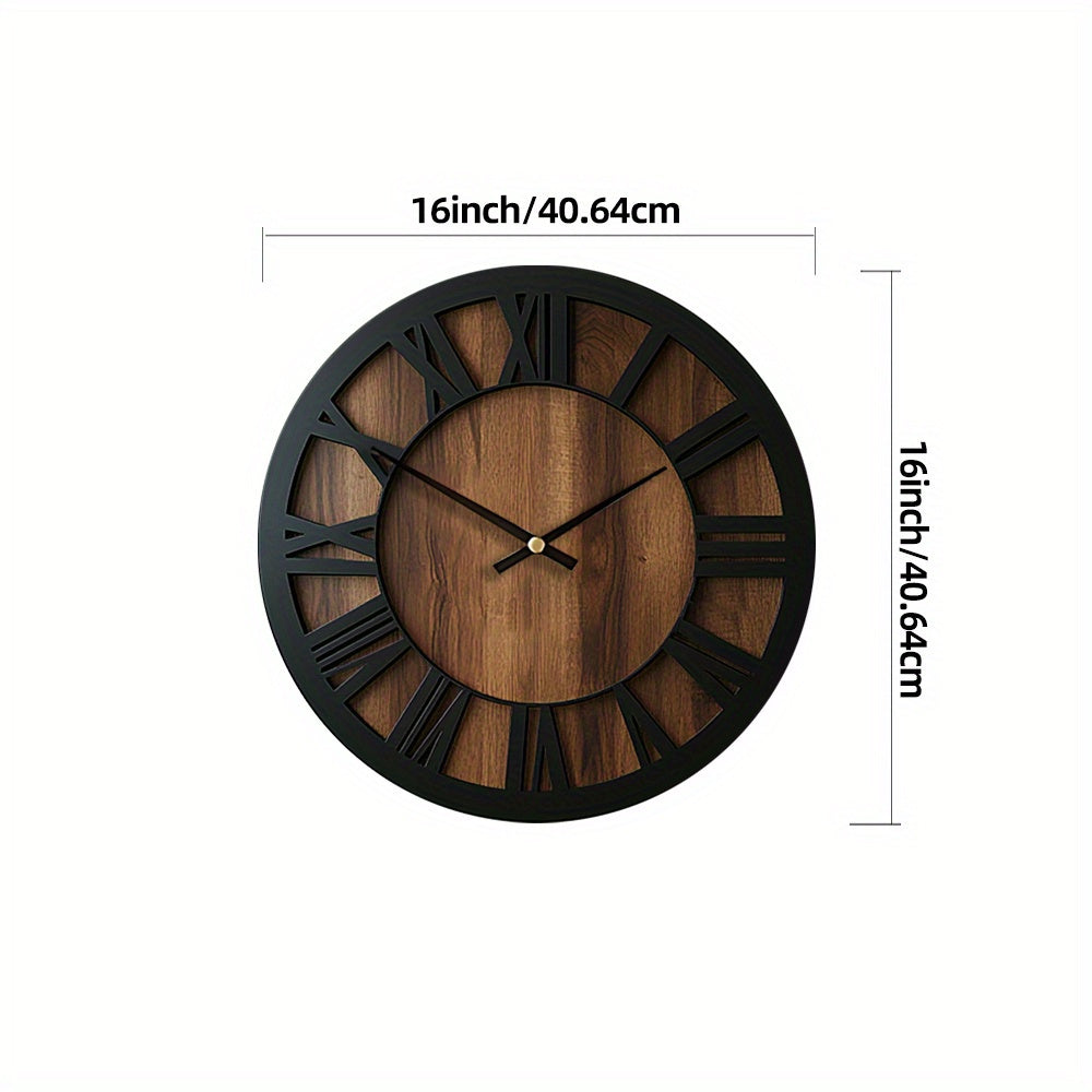 Vintage Roman Numeral Wooden Wall Clock — product view 7