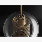 Glass and Perforated Metal Pendant Light, Industrial Style - view 19