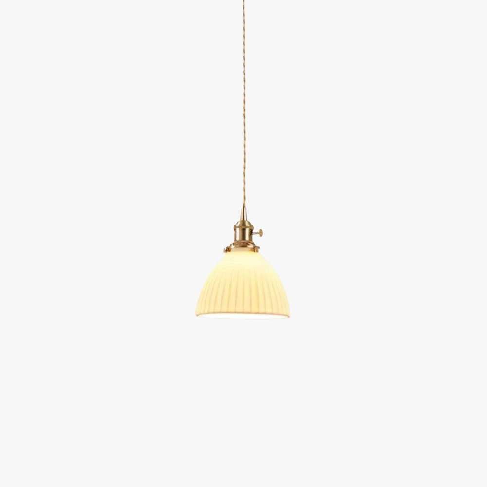 White Ribbed Ceramic Dome Pendant Light - view 19
