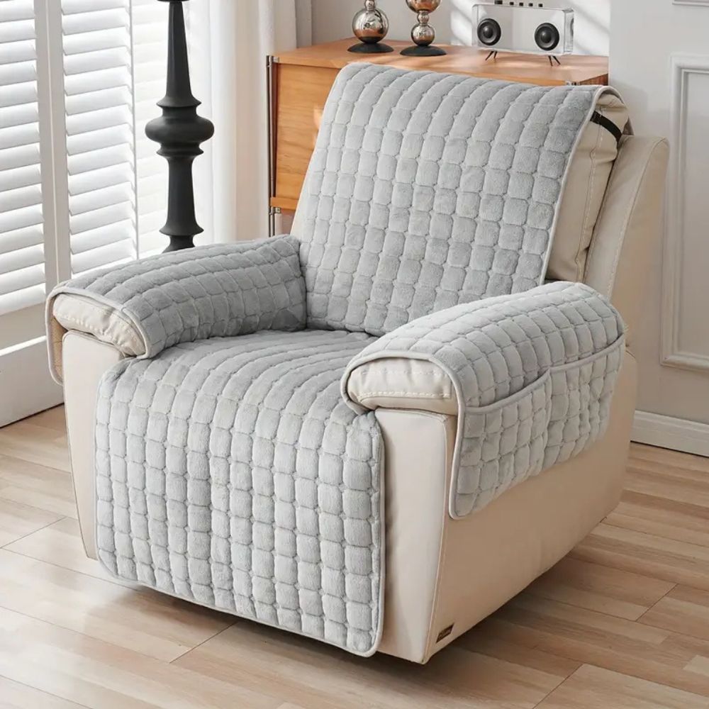 Quilted Recliner Cover — Charcoal Grey