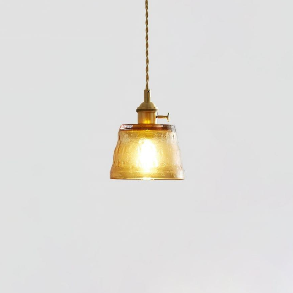 Hammered Glass Pendant Light with Brass Hardware - view 1