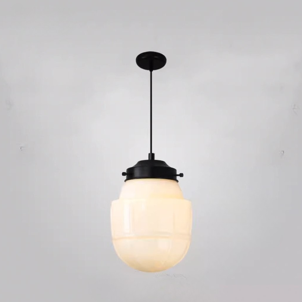 Frosted Glass Pendant Light, Matte White Geometric Designs - view 14