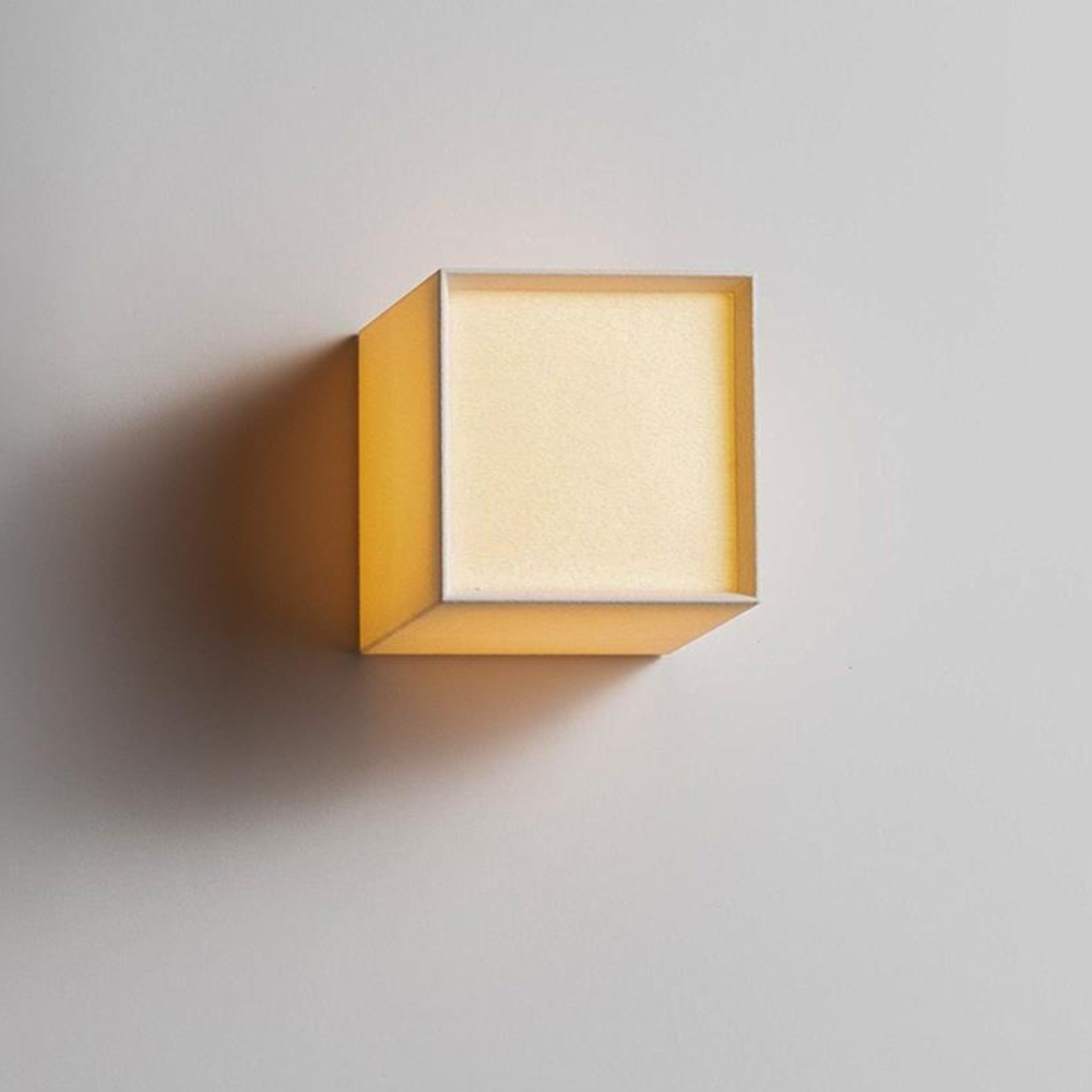 Fabric Cube LED Wall Sconce, White Japandi Design - view 4