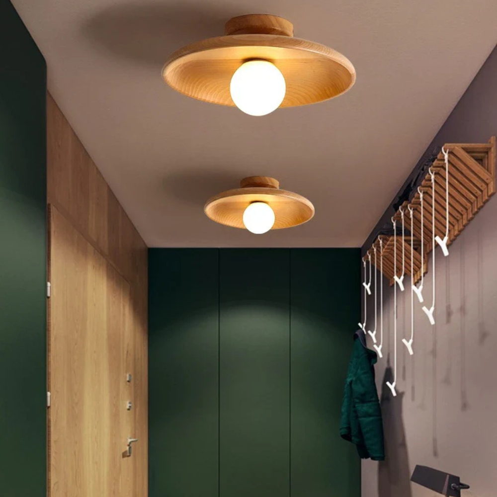 Wood-Shade LED Flush Ceiling Light, Scandinavian Style - view 9