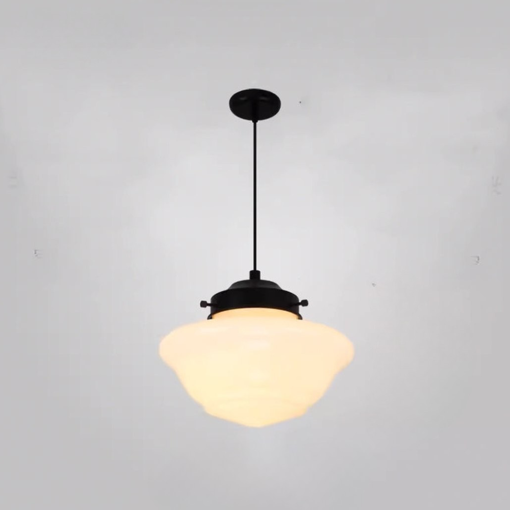 Frosted Glass Pendant Light, Matte White Geometric Designs - view 15
