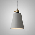 Geometric Concrete Pendant Light with Brass Detail - view 1