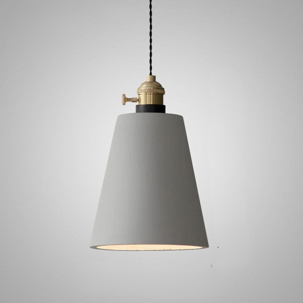 Geometric Concrete Pendant Light with Brass Detail - view 1