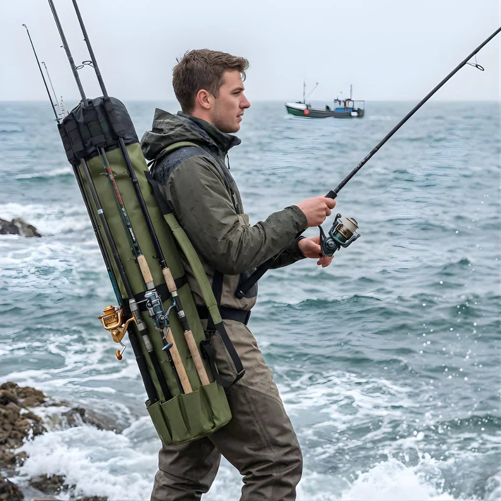 Nylon Fishing Rod and Reel Carry Bag with Shoulder Strap — product view 2