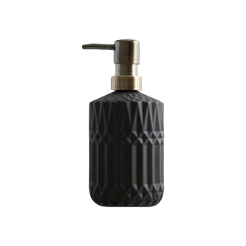Diamond Pattern Glass Soap Dispenser, 390 mL