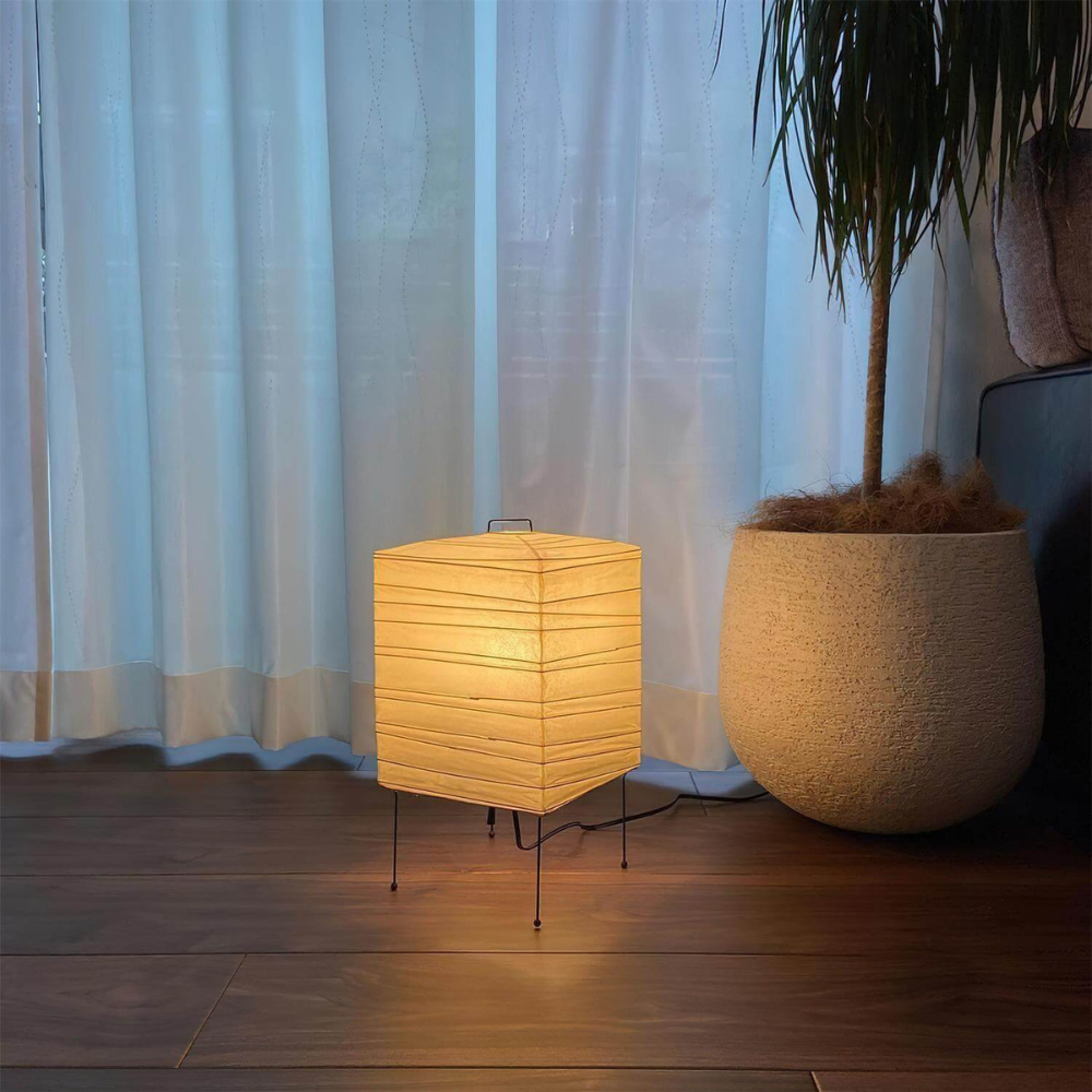 Paper Lantern Table Lamp with Metal Handle, UK Plug - view 9