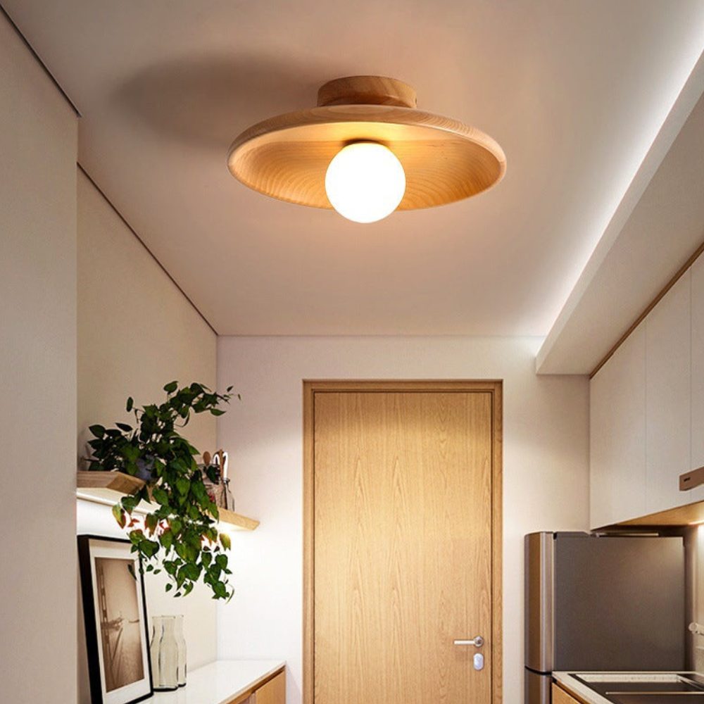 Wood-Shade LED Flush Ceiling Light, Scandinavian Style - view 5