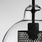 Glass and Perforated Metal Pendant Light, Industrial Style - view 21