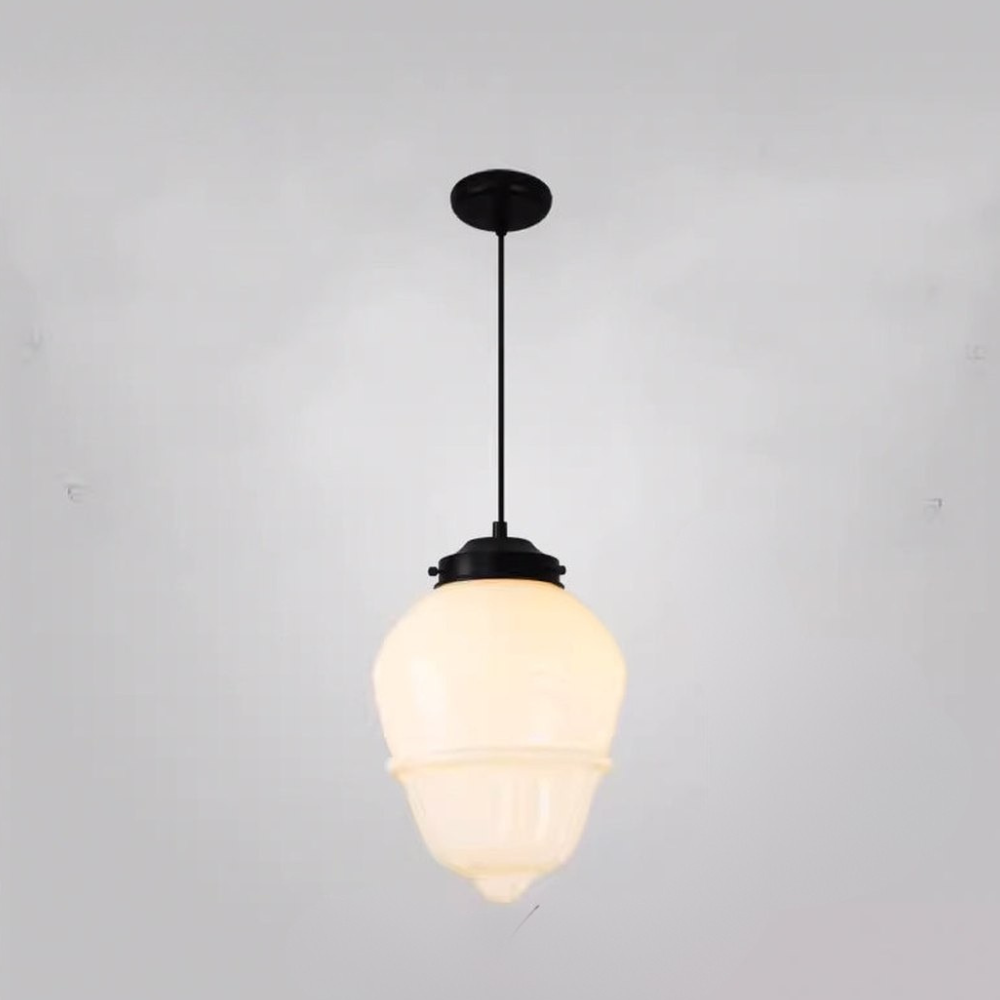 Frosted Glass Pendant Light, Matte White Geometric Designs - view 16