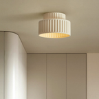 Pleated Ceramic Flush Ceiling Light, Ribbed Design - view 3