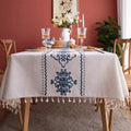 Embroidered Jacquard Tassel Tablecloth – image 1