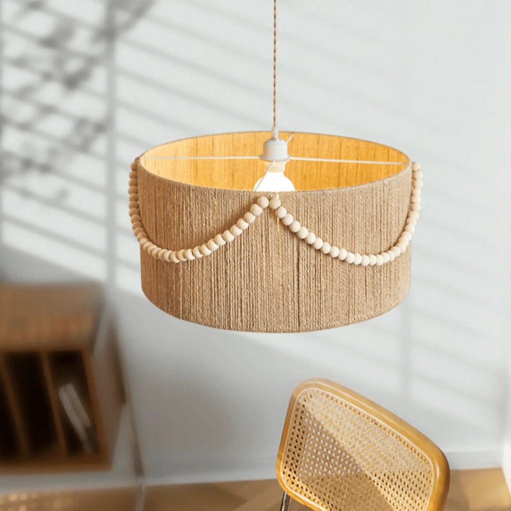 Natural Jute Pendant Light with Metal Frame - view 2