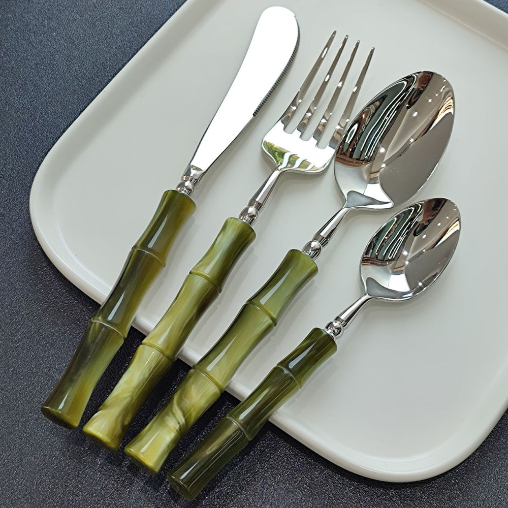 Green Bamboo Look Cutlery Set – product image 6