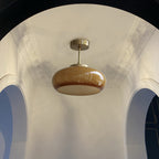 Vintage Brass Yellow Glass Ceiling Light