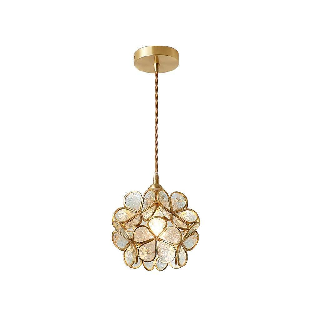 Floral Glass Pendant Light with Brass Fittings - view 30