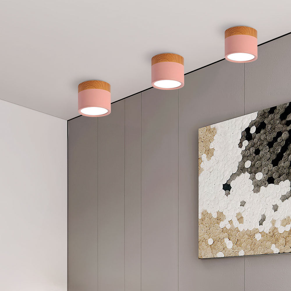 Wood-Effect LED Button Ceiling Light - view 6