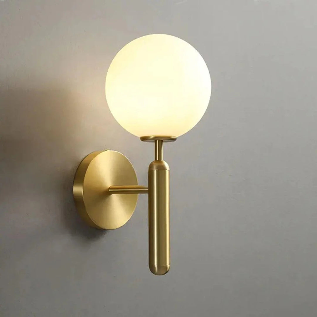 Glass Globe Wall Sconce with Black or Gold-Tone Frame - view 3