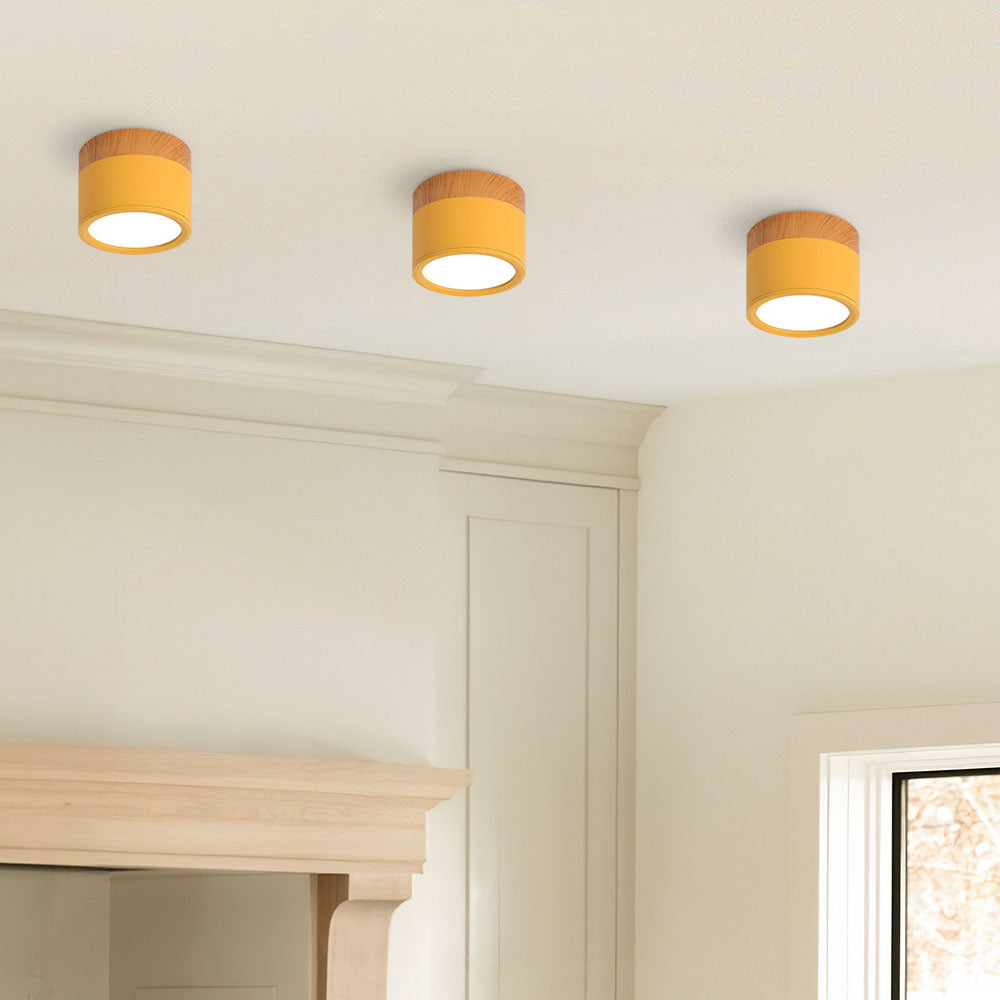 Wood-Effect LED Button Ceiling Light - view 11