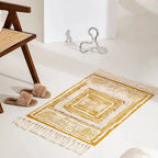 Yellow Geometric Fringed Rug – image 6