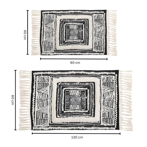 Black and White Geometric Tassel Rug – image 8