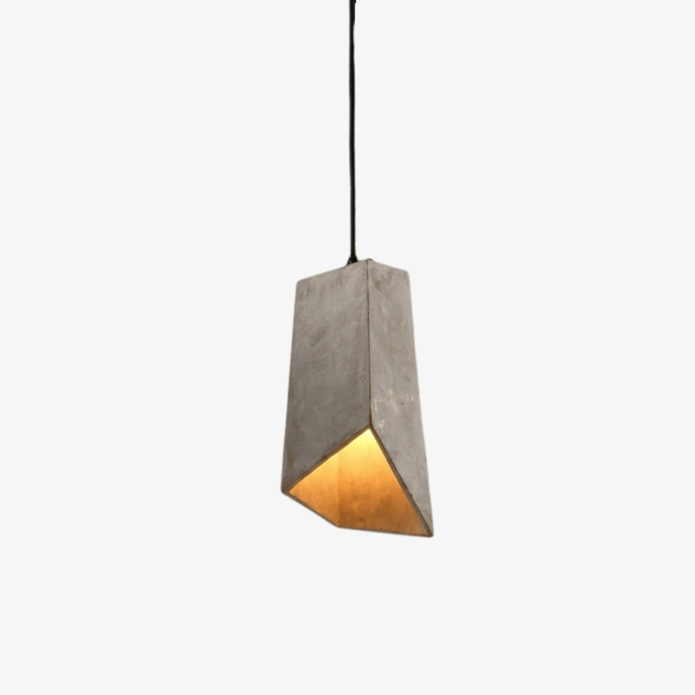 Asymmetric Concrete Pendant Light with Braided Cord - view 1