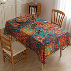 Colourful Mandala Tassel Tablecloth – image 1
