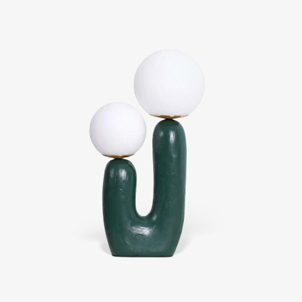 U-Shaped Resin Table Lamp with Twin Glass Globes, UK Plug - view 19
