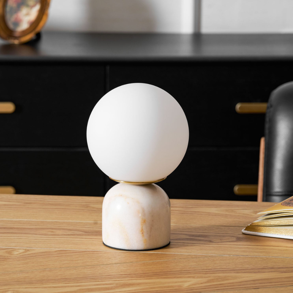 Marble Base Glass Globe Table Lamp, UK Plug - view 21
