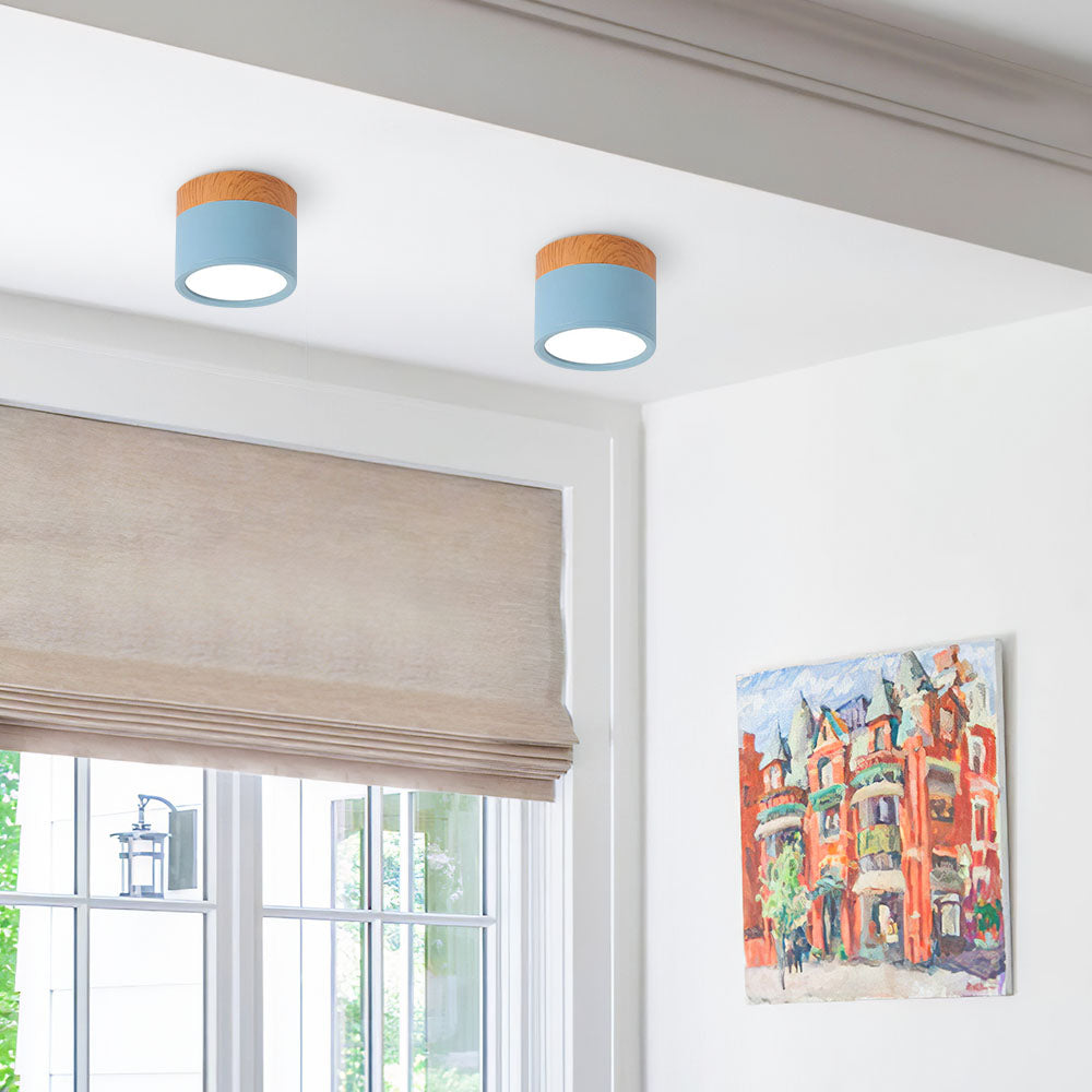 Wood-Effect LED Button Ceiling Light - view 18