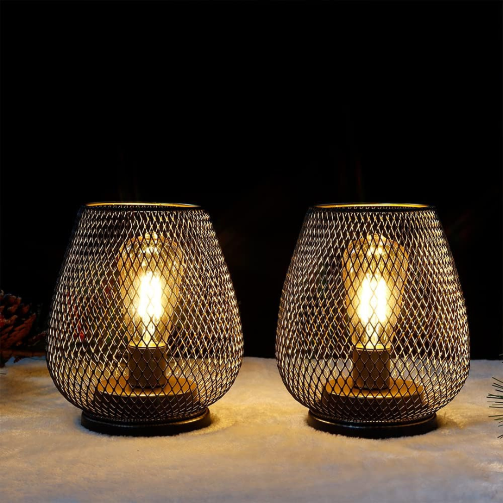 Battery-Powered Iron Mesh Table Lamp Set - view 12