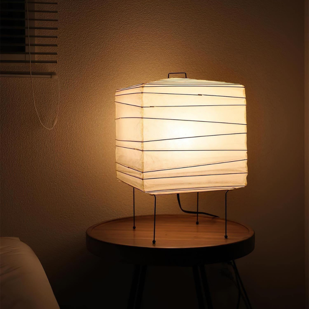 Paper Lantern Table Lamp with Metal Handle, UK Plug - view 3