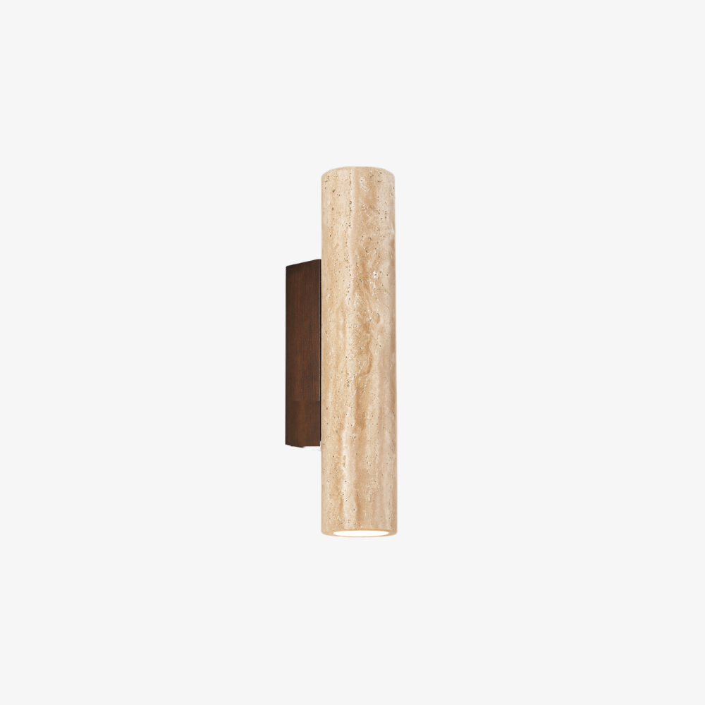 Travertine and Wood Wall Sconce with Up-and-Down Lighting - view 1