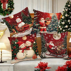 Santa and Snowman Christmas Cushion Cover – image 1