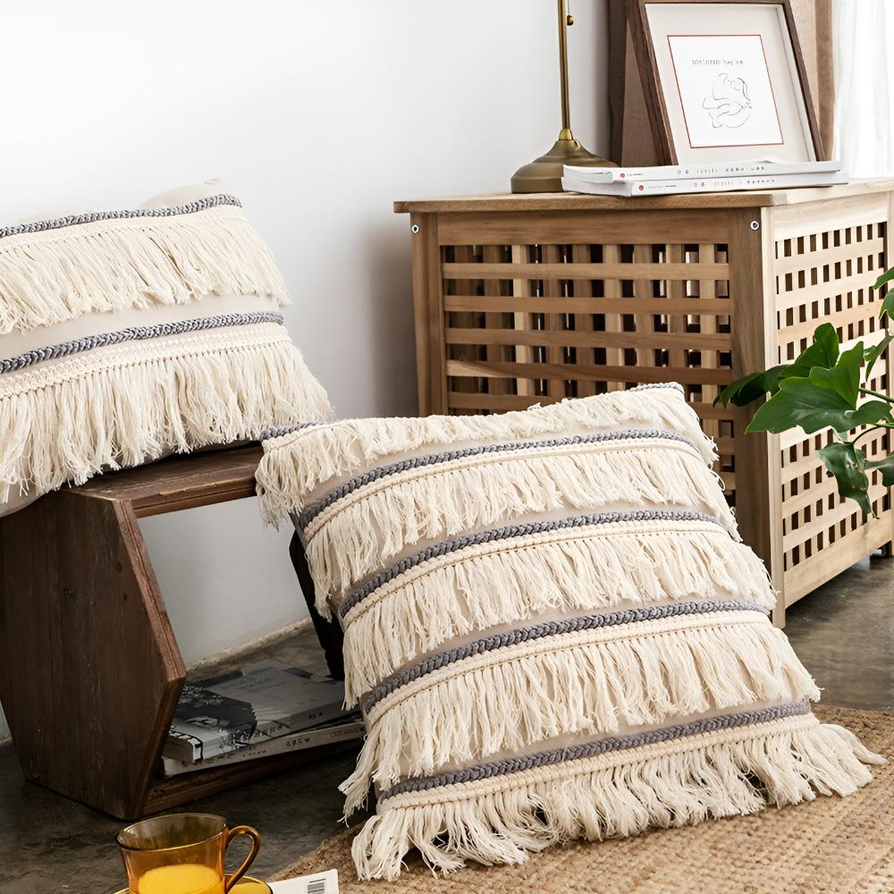 Fringed Linen Cushion Cover – image 2