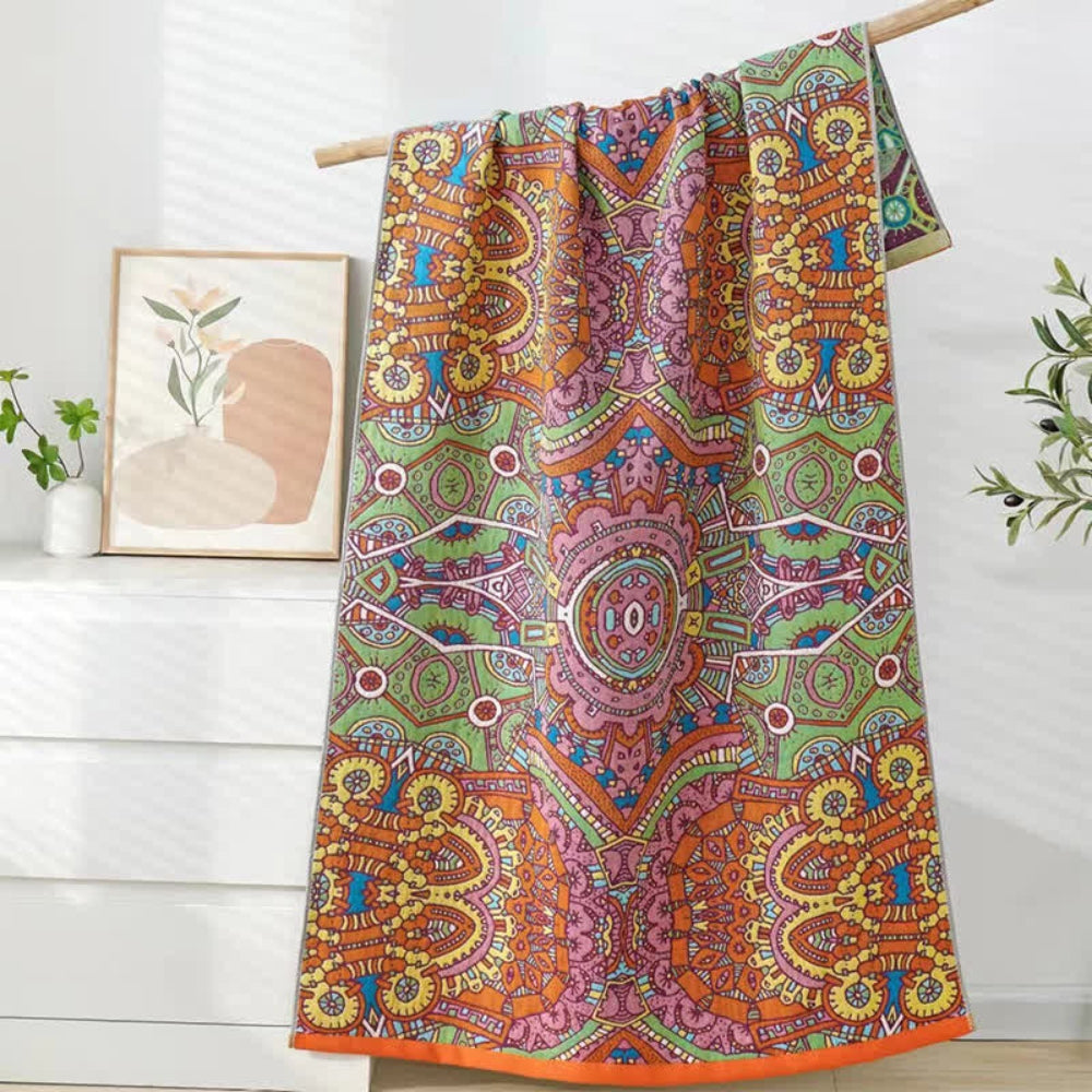Patterned Cotton Gauze Bath Towel – image 1
