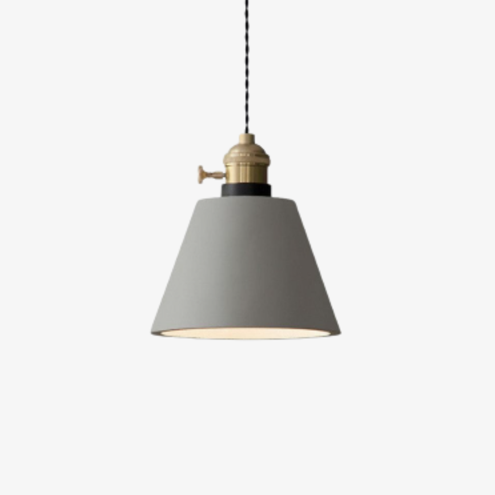 Geometric Concrete Pendant Light with Brass Detail - view 2