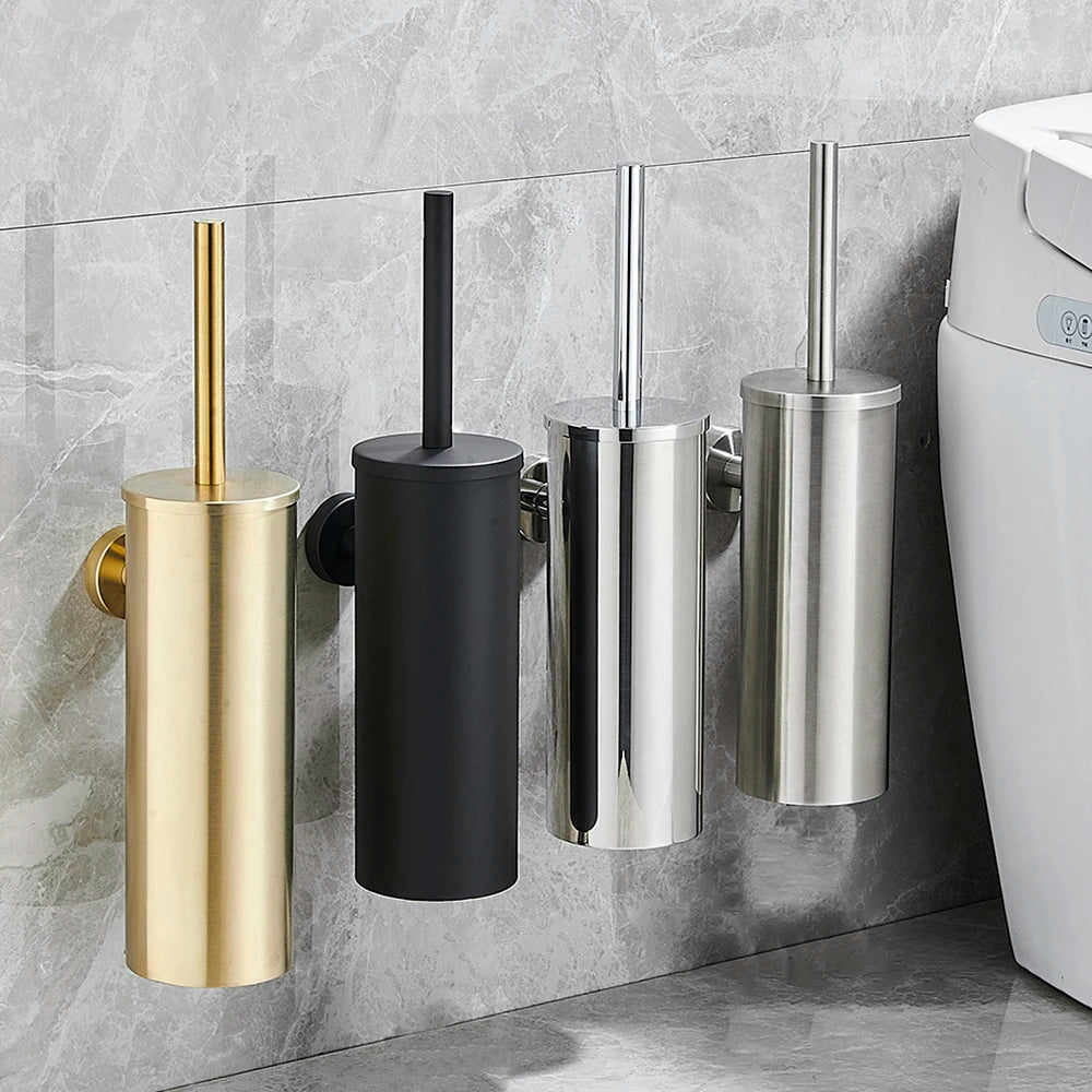 Wall-Mounted Stainless Steel Toilet Brush and Holder — product view 2